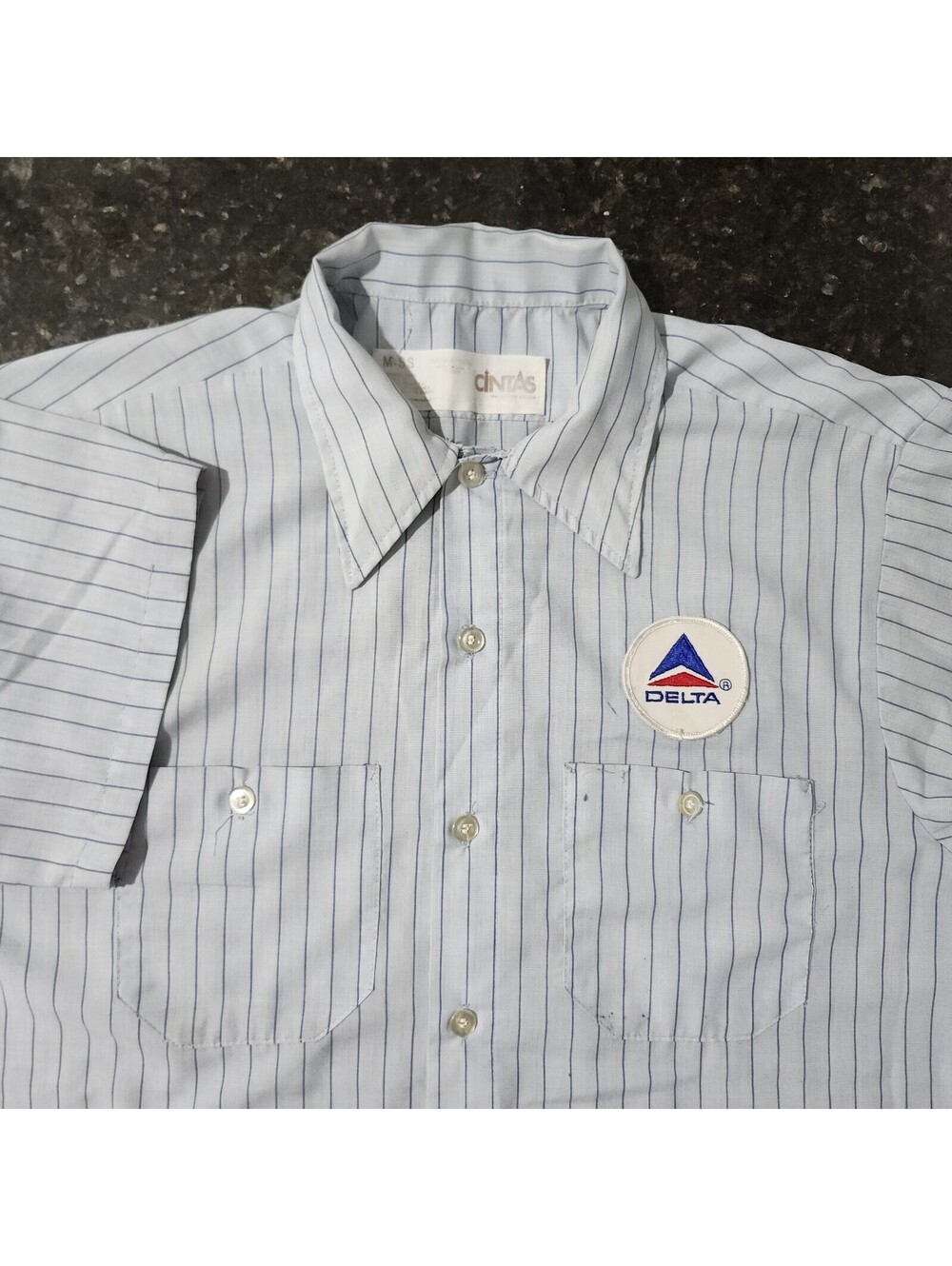 Vintage Cintas Delta Airlines Plane Maintenance Tech Work Shirt Button Up Medium